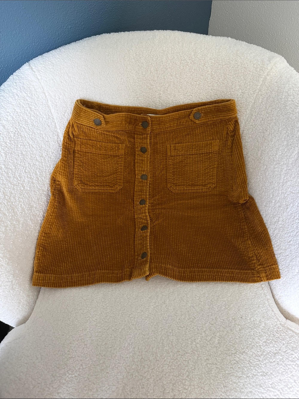 Madewell Mustard Corduroy Button-Front Mini Skirt